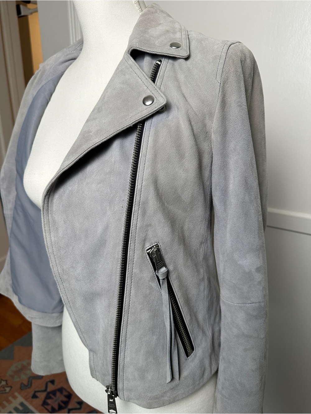 All Saints Womens 100% GOAT Leather Dalby Biker Jacket Size 6 AS IS - Picture 6 of 15